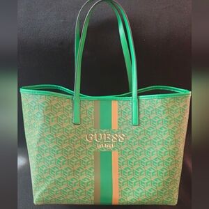 GUESS Vikky Vibrant Green Patterned Tote